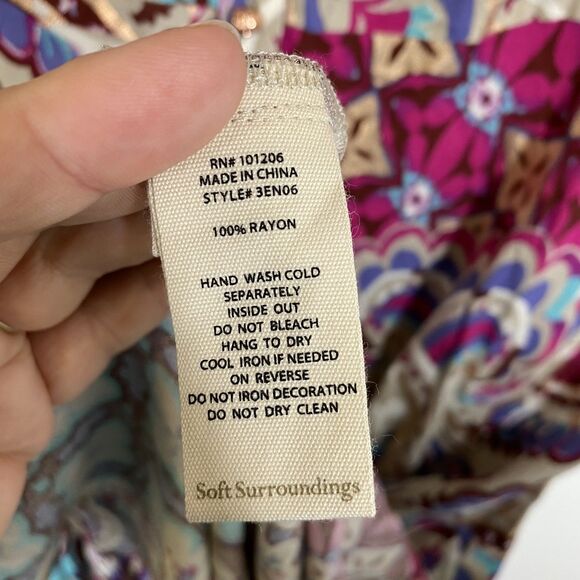 Soft Surroundings Pamero Soho Dress Womens Petite Medium Boho Maxi Button Up - Picture 11 of 11